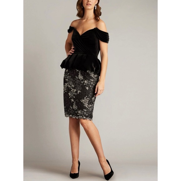 Tadashi Shoji Selah Off Shoulder Peplum cocktail dress NEW